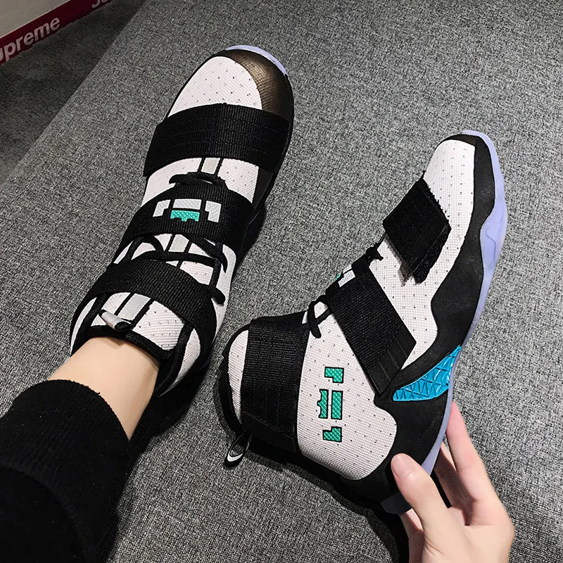 New Lebron James High Top Basketball Shoes Men Sport Sneakers Mens Breathable Air Zoom Cushion Hook Loop Male Shoes Unisex