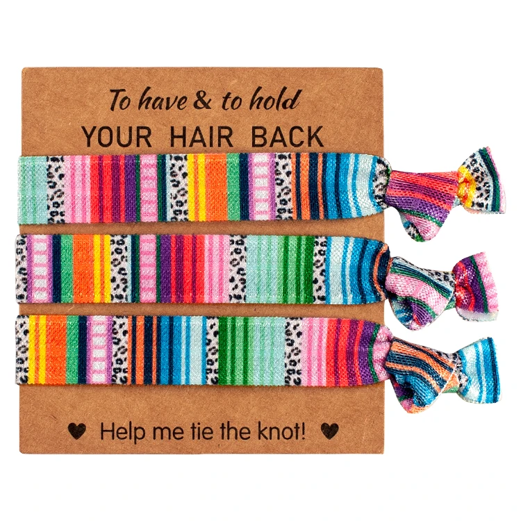 FOE Elastic Hair Bracelet Accessories knots-Mexico Pattern Printed Stripe Ponytail Tie Party Favor for Women Girls