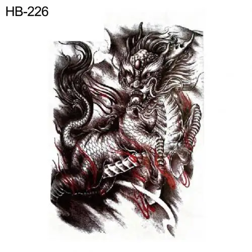 HB 226 Cool Tiger Dragon Arm Shoulder водонепроницаемые временные фальшивые татуировки стикер переводная наклейка для воды искусство тела Горячая - Цвет: HB 226