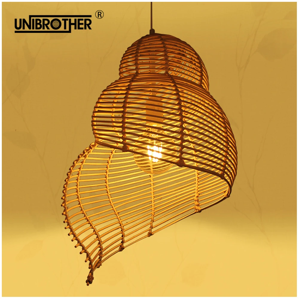 

conch bamboo hanging lamps pendant lights rattan lamp light fixture suspension luminaire modern home decoration