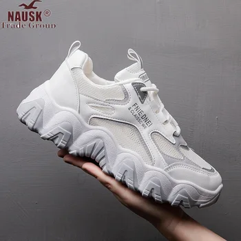 

Women Fashion Sneakers Chunky Platform Old Dad Shoes Lace Up 5cm Casual Shoes Woman Mesh signers Tennis Female Trainers 2020