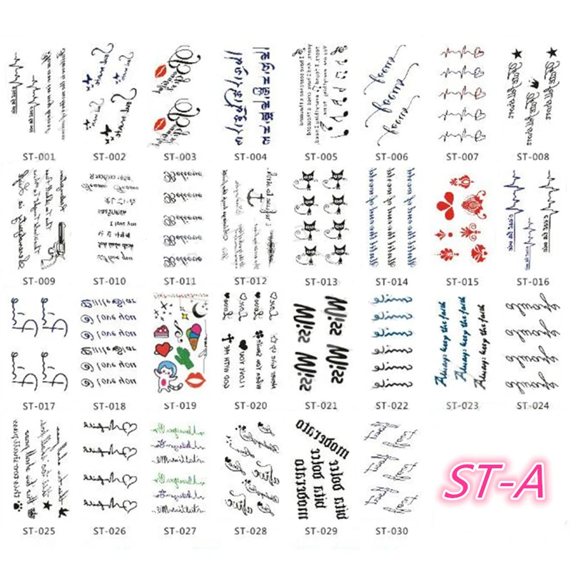 30pcs/lot Flower Rose Waterproof Temporary Tatoos Sticker Cute Panda Animal for Adults Body Face Art Women Water Transfer Tattoo|Временные