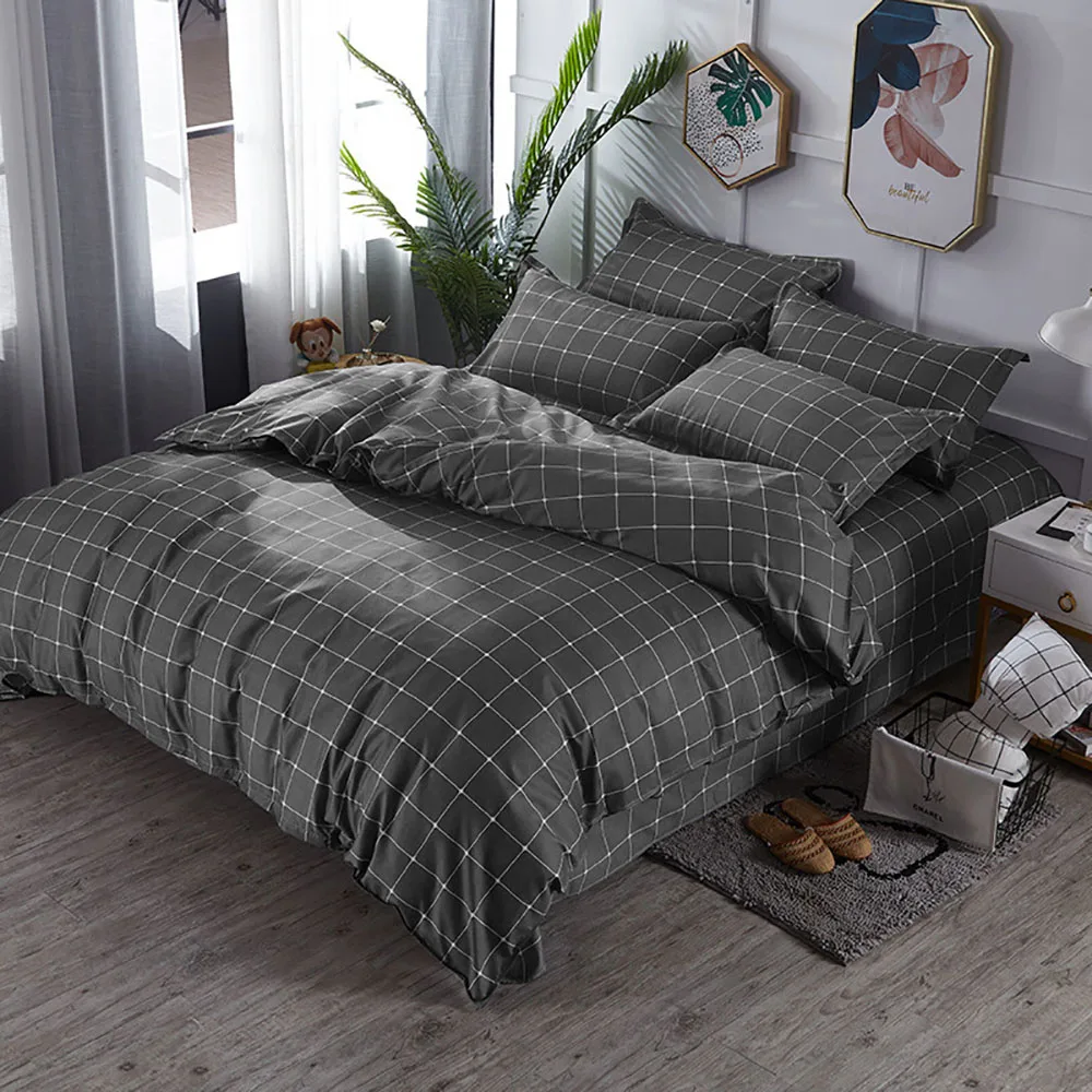 Grey Bedding Set Thumпостельные принадлежности Морская звезда Комплект постельного белья Королева размер простой свежий полосы пододеяльник король темно-синий полный Твин одиночный уникальный дизайн постельный комплект - Цвет: Grey Bedding Set