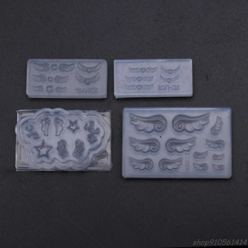 

4Pcs DIY Mini Heart Wings Resin Earrings Pendant Mold Nail Art Template Silicone Mould Making Tools N05 20 Dropshipping