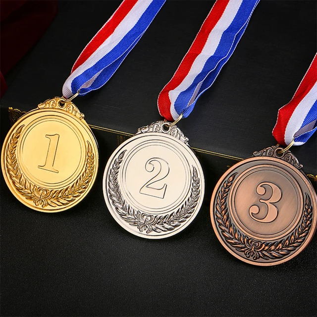 12 Pieces Gold Silver Bronze Award Medal Set - Metal Style for Competitions , Sports , Spelling Bees , Party Favors 1