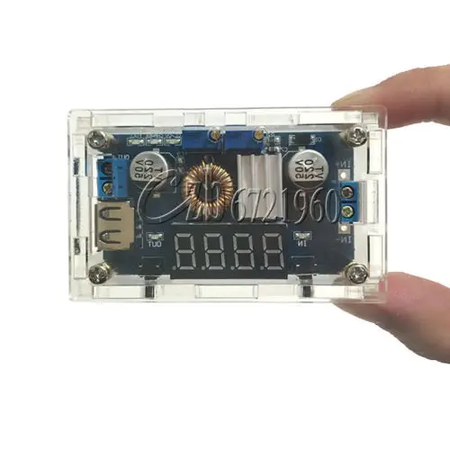 

Adjustable 5A CC/CV Power Step-down Charge Module LED Driver USB Voltmeter +Case