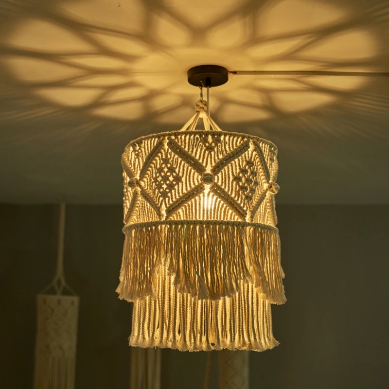 Tapeçaria de parede artesanal abajur bohemia macrame boho decoração artesanato tassel tapeçaria fundo cabeceira da parede pendurado decoração