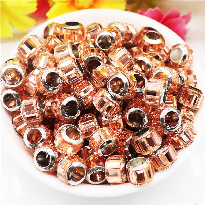 10Pcs 11x8mm Small Color Glass Murano Large Hole Beads for Jewelry