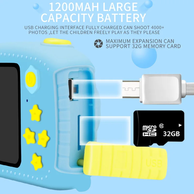 Детская камера цифровая мини HD видео рекордер фото видеокамера 1080P 1200 mAh