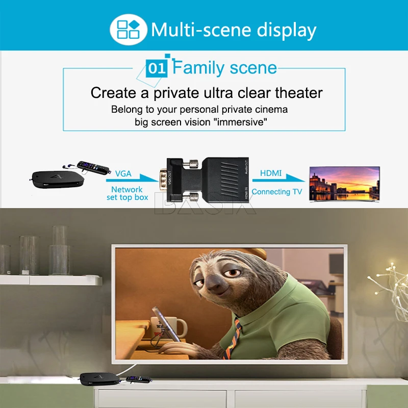 BKSCY VGA к HDMI кабель конвертер с аудио адаптер VGA мужчин и HDMI женские кабели 1080P для HDTV монитор проектор ПК PS3