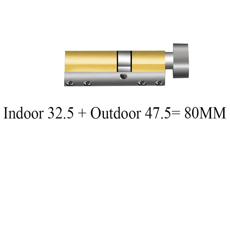 Дверной цилиндр 60 65 70 75 80 85 90 мм безопасности медный замок цилиндр интерьер спальня гостиная ручка латунный замок безопасности двери - Цвет: 2  80MM