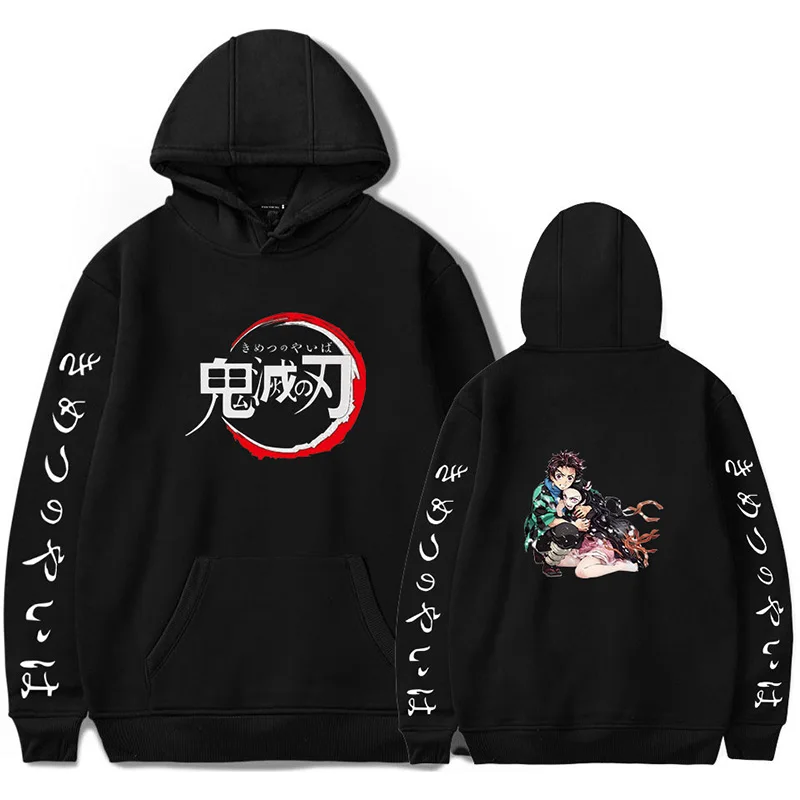 Animen Demon Slayer толстовки свитшоты Роскошные с длинным рукавом пуловер с капюшоном топы - Color: W33751BK1