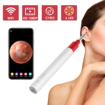 

WiFi Otoscope Wireless Camera HD1080P Digital Endoscope Ear Inspection Cleaning Tool with 6 LED Temperature Control Android IOS