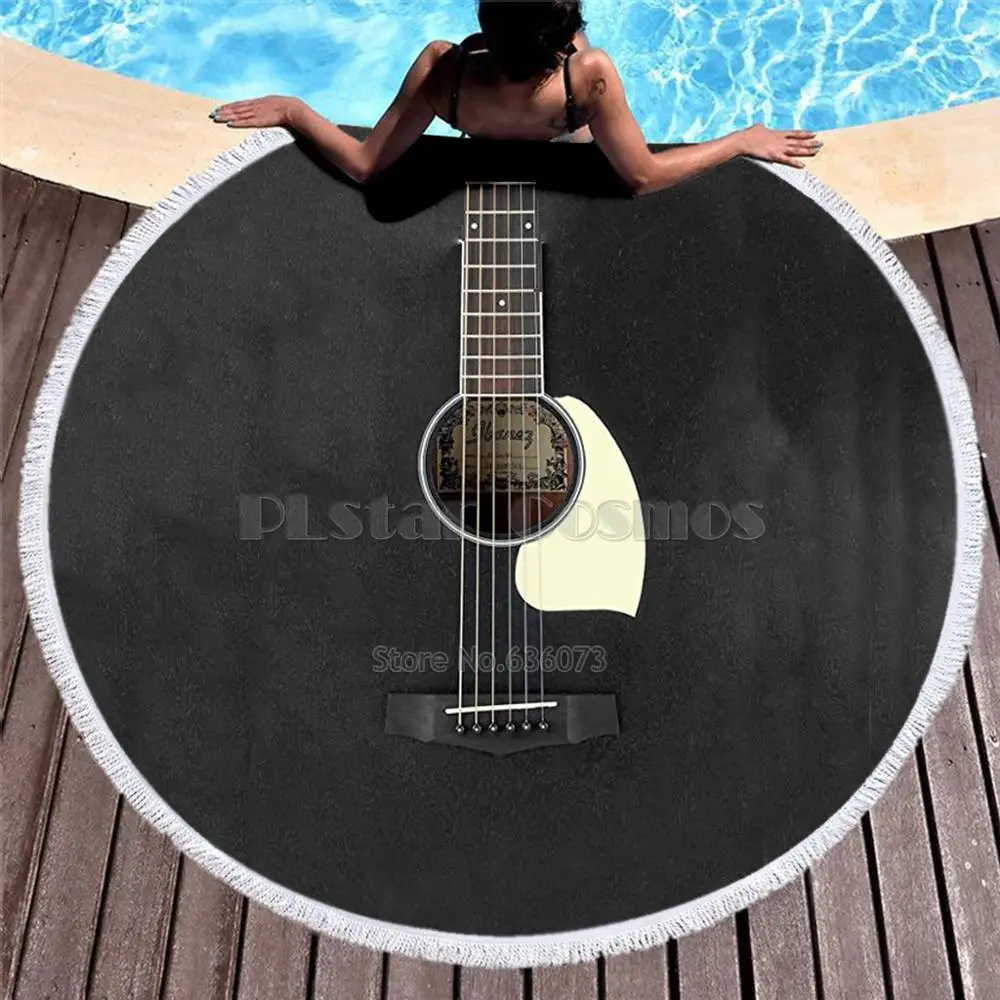 

Violin Guitar art Musical instrument Women Bath Towel for Beach Thick Round 3d print Fabric Quick Compressed Towel new style-8
