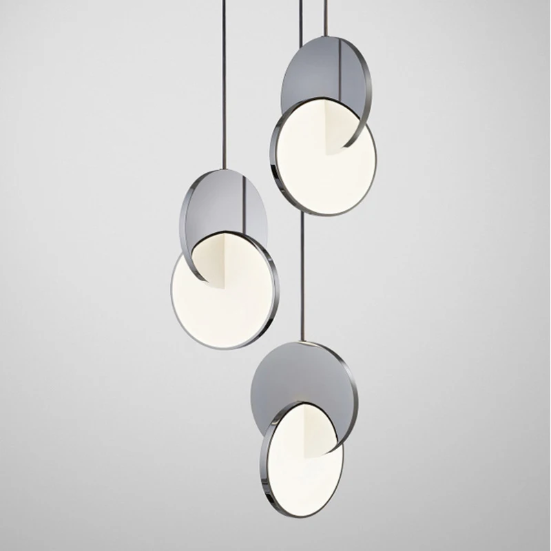 FSS Modern Light Luxury Chandelier Chrome Mirror Round Creative Loft Dining room Three Head Bedside Pendant Lights | Освещение