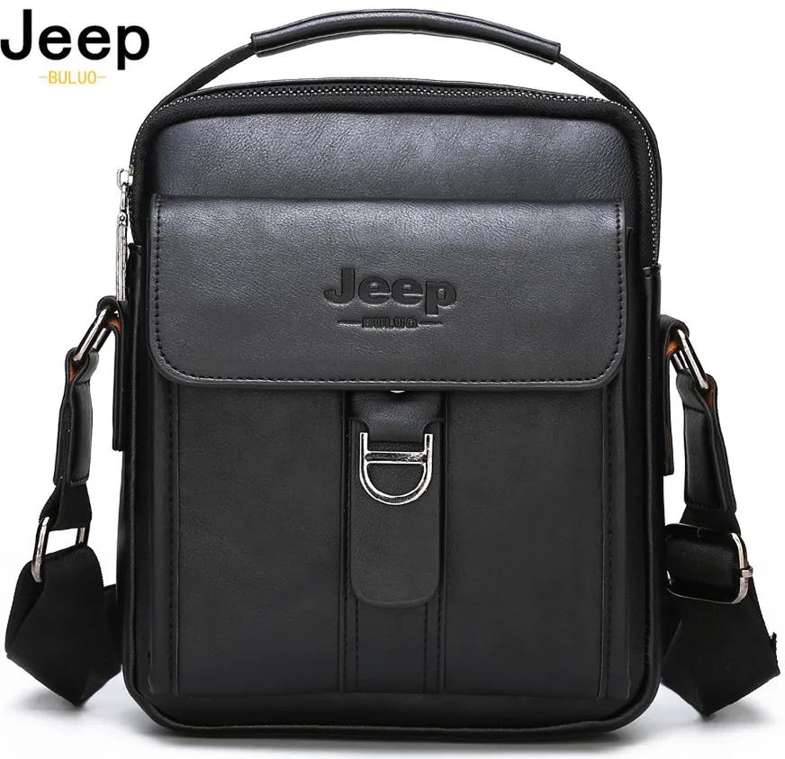 cheap JEEP BULUO Brand Man #039;s Shoulder Messenger Bag New High Quality Leather Crossbody Bags For Men Business Casual Fashion Tote Brown