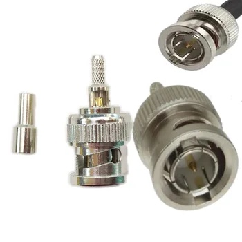 

100pcs BNC Male Plug Windows Crimp Adapter Connector for RG179 75ohm Pigtail Coax Cable