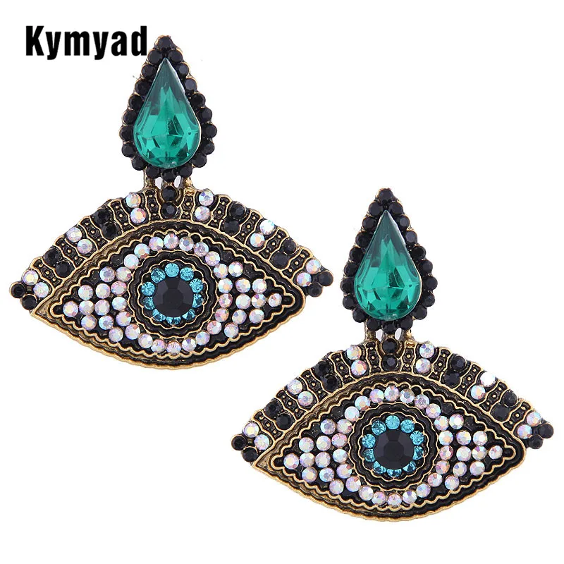 Kymyad новые серьги 2019 винтажные зеленые в форме глаз Эффектные Модные ювелирные