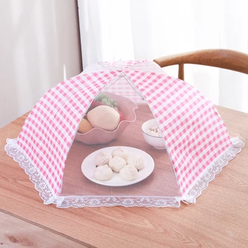 

Folded Food Cover umbrella Style Mesh Polyester Food Covers kitchen accessories organizer Kitchen Cooking Simple lattice 2020