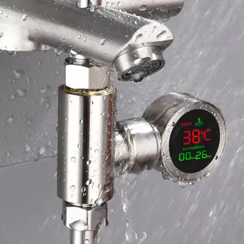 

[2020 Release] Eledtric Wireless LED IP66 Self-Generating Shower Water Thermometer with Shower Time Timer for Kitchen Bathroom