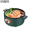 CUKYI 3L Electric Multicooker Mini Cooking Pot Skillet Frying Boiling Stewing Pot Hot Pot Noodles Breakfast Maker Non-stick 220V 3