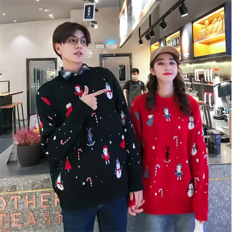 

Couple's autumn and winter New cartoon Christmas sweater