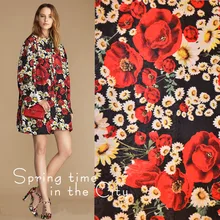 145x100 см маленькая Маргаритка печать полиэфирная жаккардовая ткань для женщин платье брюки и костюм пальто DIY шитье