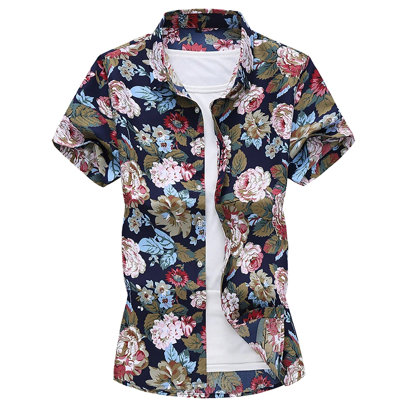 

Bright floral pattern digital print streetwear short sleeve shirt Summer New top quality cotton soft comfortable men shirt M-7XL