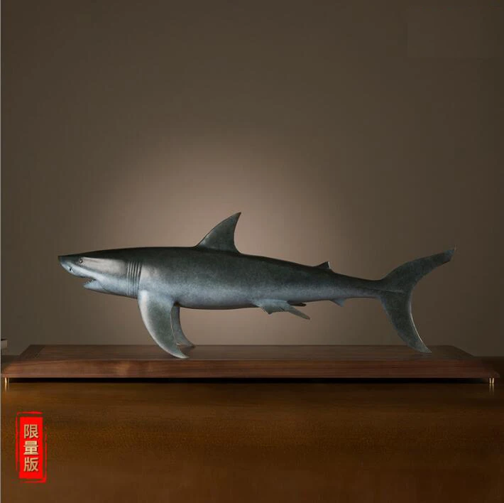 50 дюймов китайский арт деко латунный морской carcharodon carcharias скульптура акулы