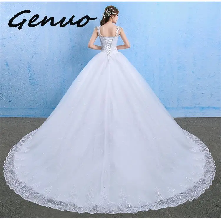 Luxury Vestito da sposa 2019 Elegant V Neck Appliques Beaded Princess Plus Size Abiti da sposa Crystal Vestido De Noiva