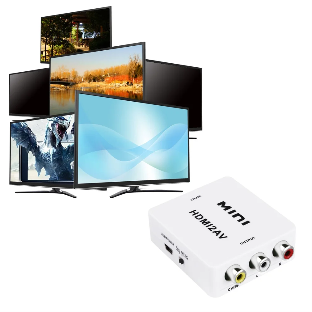 Мини HDMI К AV/CVBS L/R видео адаптер HDMI2AV NTSC PAL выход 1080P