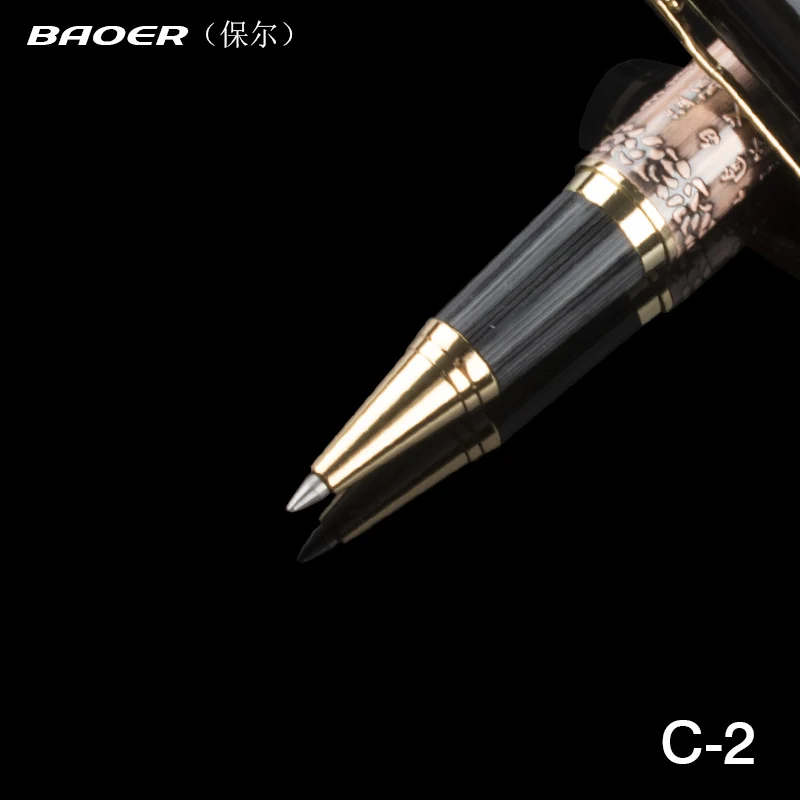 Baoer507 볼펜 롤러 볼펜 선물 Caneta 젤 펜 고급 선물 문구, 아름답게 양각 된 0.5mm 블랙 풀 커버 펜