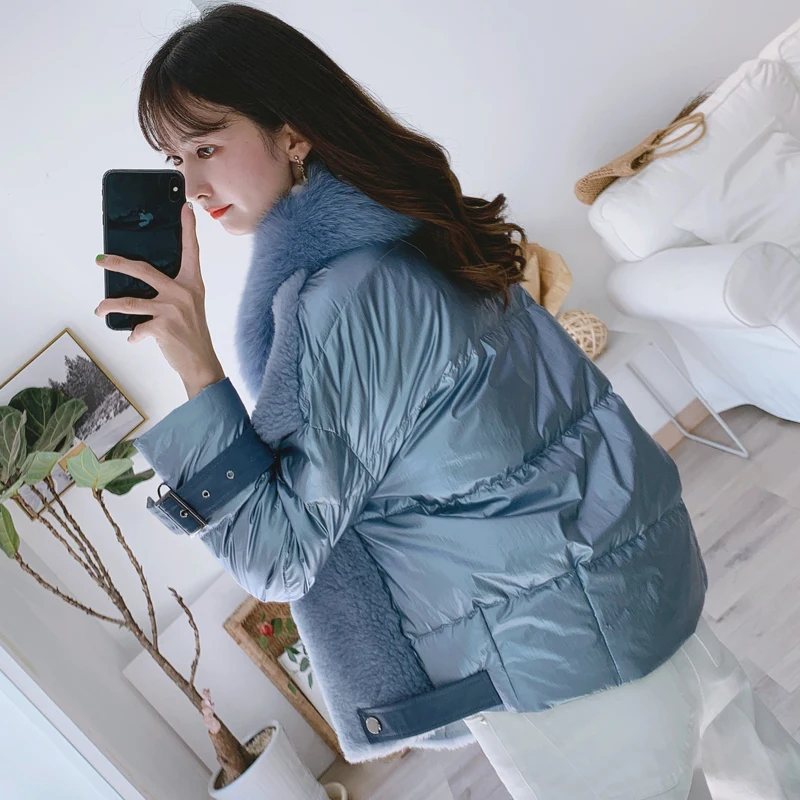 Sale Real Fur Coat Winter Coat Women Clothes 2019 Korean Fashion Sheep Shearing 100% Wool Jacket Duck Down Jackets 919150 YY1703 2