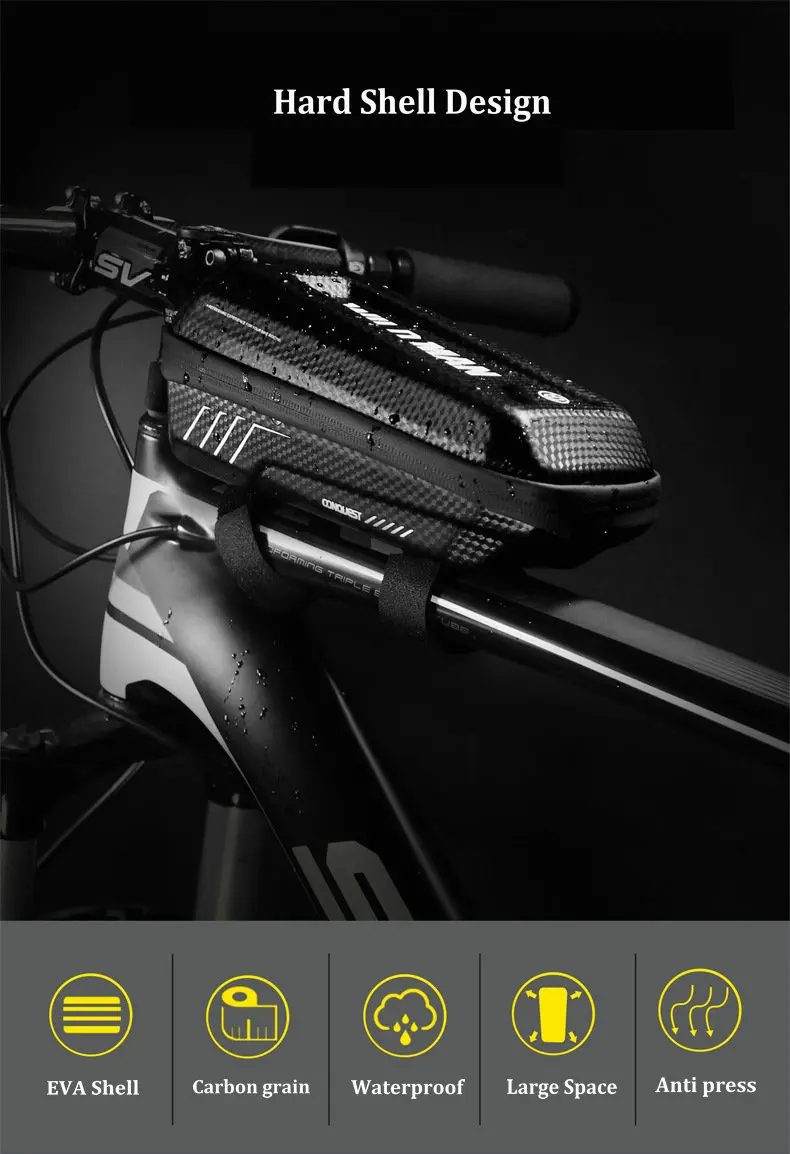 WILD MAN Bicycle Bag Triangle Frame Pannier MTB Road Cycling Top Tube Bag EVA Shell Waterproof for Repair Tools bolsa bicicleta (2)