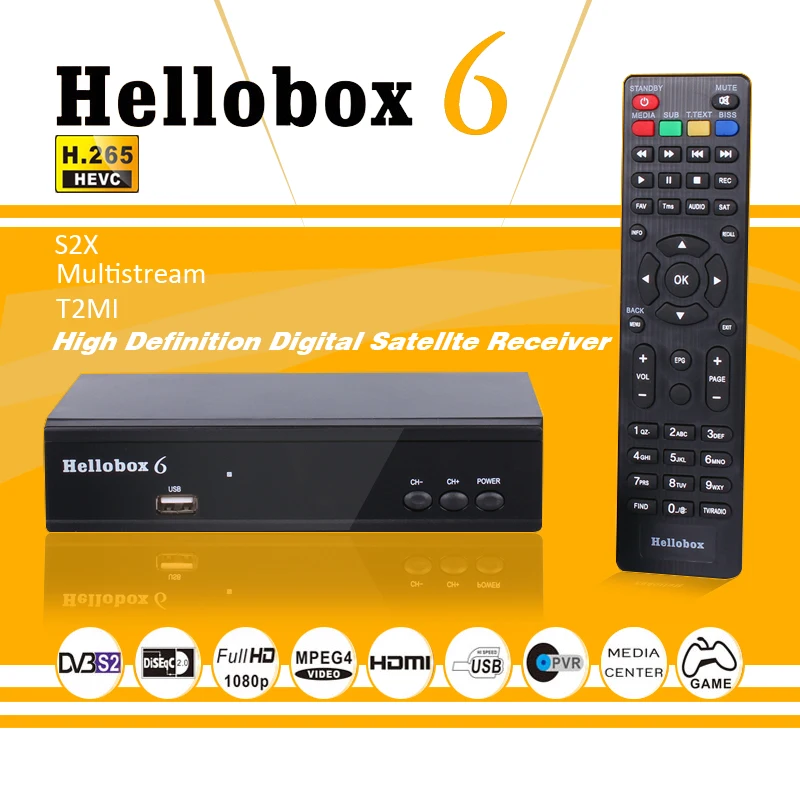 

Спутниковый ресивер Hellobox6 1080P Поддержка мультипотокового/T2MI ТВ-приставки декодер HD цифровой DVB S2 тюнер H.265 приемник HEVC