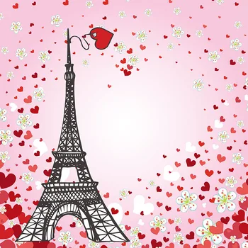 

Romantic Paris Eiffel Tower background Photography fabric Wedding anniversary Photo backdrop for Photography Studio prop lv-1440
