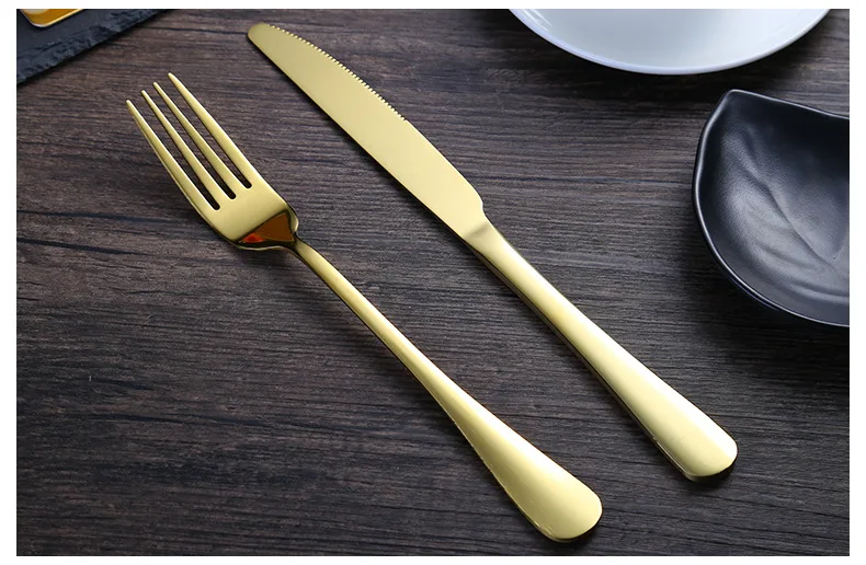 4pcs / lot stainless steel cutlery spoon western steak Gold-plated high-end cutlery set