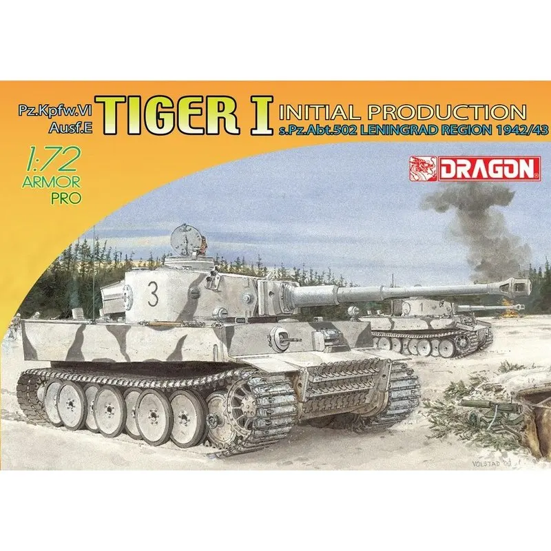 DRAGON 7376 1/72 Tiger I Inital products s. Pz. Abt.502 lengrade Region 1942/43-масштабный модельный комплект
