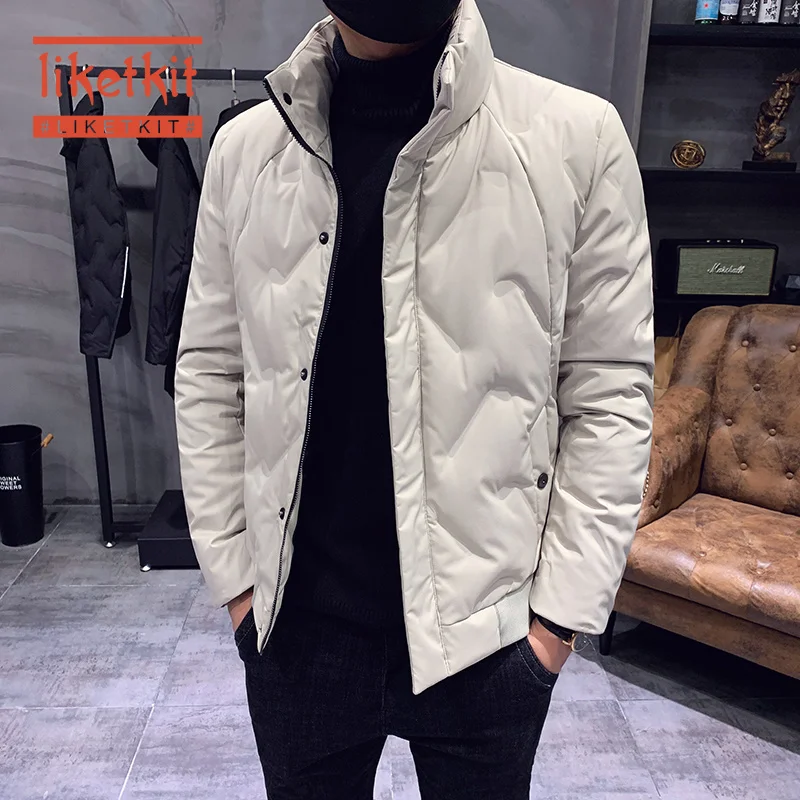 Liketkit, мужские зимние куртки,, мужские короткие тонкие парки со стоячим воротником, мужские пуховики с утиным пухом, плотные теплые пуховики и пальто