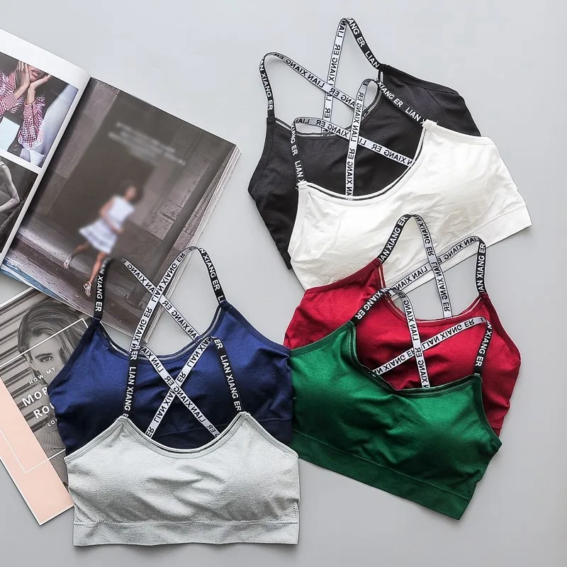 Женский бесшовный укороченный топ, бюстгальтер с буквенным принтом, Красивая майка на спине, Женский Топ, нижнее белье