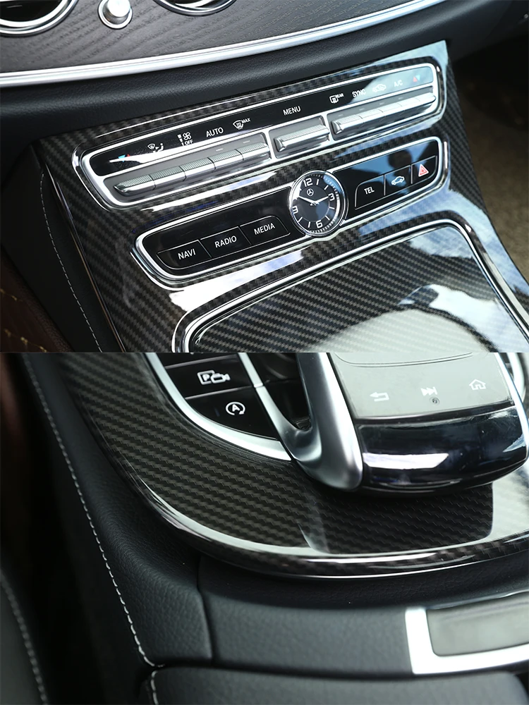 2 шт углеродное волокно ABS консоль Шестерня Панель рамка Крышка Накладка для Mercedes Benz E-class W213- автомобильные аксессуары