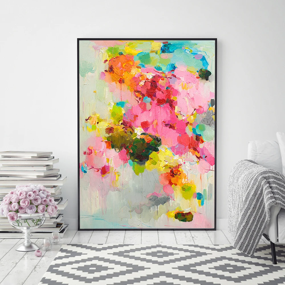 

Abstract Art Prints Pink Cloud Canvas Painting Wall Art Pictures and Posters Nordic Modern Living Room Home Decoration Frameless