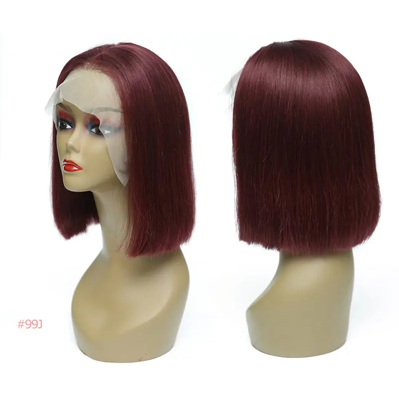 Bob Lace Front Wigs 13X4 Human Hair Wigs 613/Red/Blue/Black/Purple/Pink/Yellow Ombre Short Bob Wigs Human Hair Wigs - Цвет: 99j