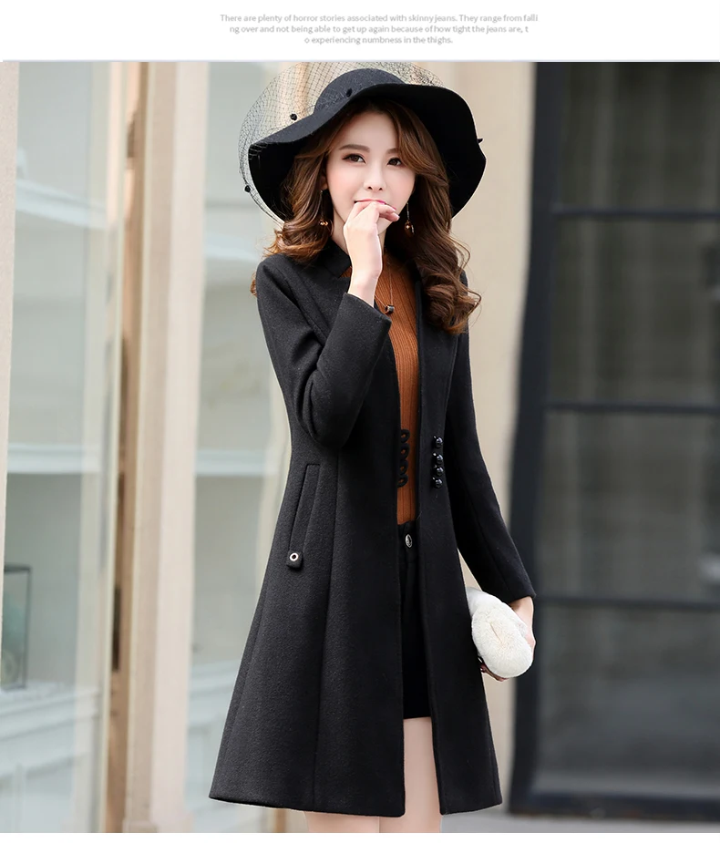 Модная Осенняя зимняя Корейская женская шерстяная и Смешанная куртка, Женская Базовая куртка размера плюс, длинное пальто, верхняя одежда
