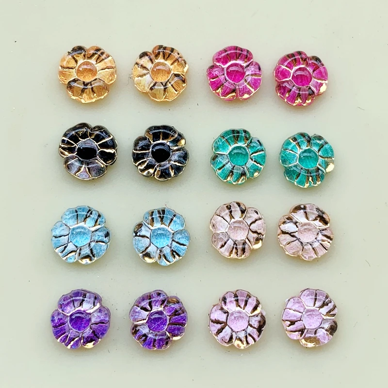 E10A Multicoloured 8mm Resin imitation Flower Design Acrylic Rhinestone, Flat back Art Beads Decorate DIY 900pcs/Lot-E10 - Цвет: E10A