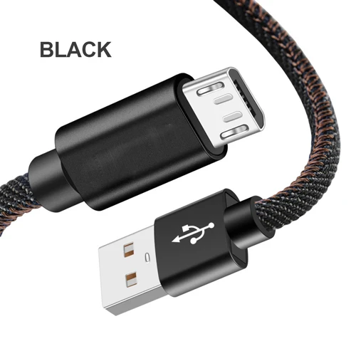 PUJIMAX джинсовый Плетеный Micro USB кабель 5V2. 4A Быстрая зарядка кабель синхронизации данных для samsung huawei Xiaomi LG Andriod USB Кабель зарядного устройства - Цвет: Denim Black