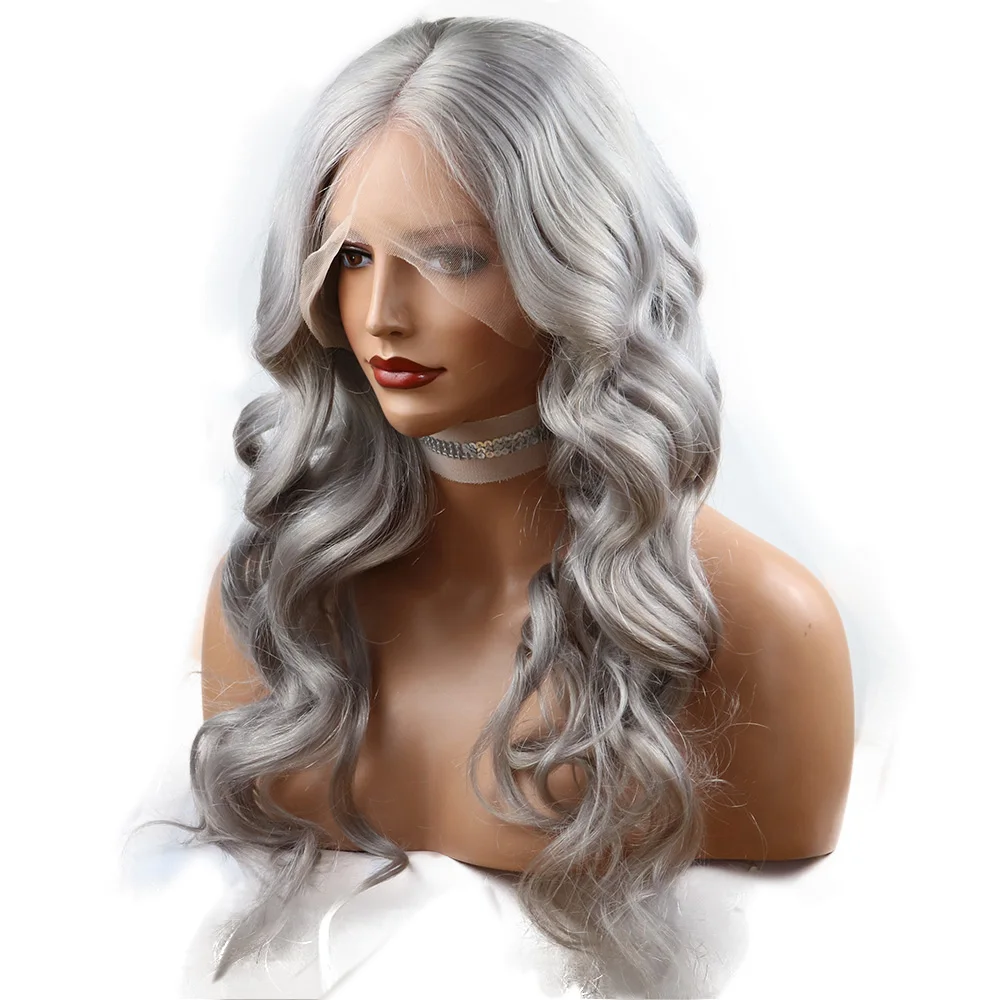 Gray Human Hair Body Wave 13X6 Lace Front Wig for Women Transparent 150% Density Brazilian Remy Hair Pre Plucked Middle Ratio