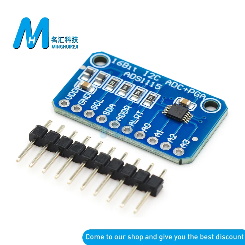 16 бит I2C ADS1115 ADC сверхкомпактная 16-точная макетная плата 4-канальная с усилителем Pro