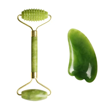 

Facial Massage Roller Guasha Board Double Heads Jade Stone Face Lift Body Skin Relaxation Slimming Beauty Neck Thin Lift