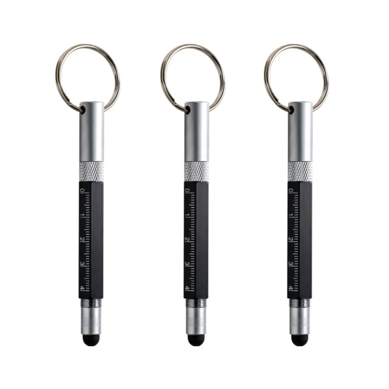 Multifunction Pen Mini Pocket Size Metal Ball Pen Rotating Small Portable Tool With Keychain